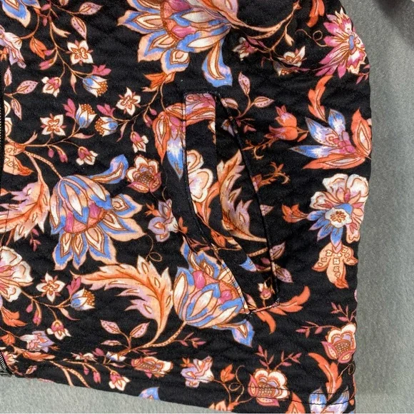 Onque Casual Women’s Black Floral Jacket, Zip front, long sleeves, pockets,sizes - Picture 5 of 9
